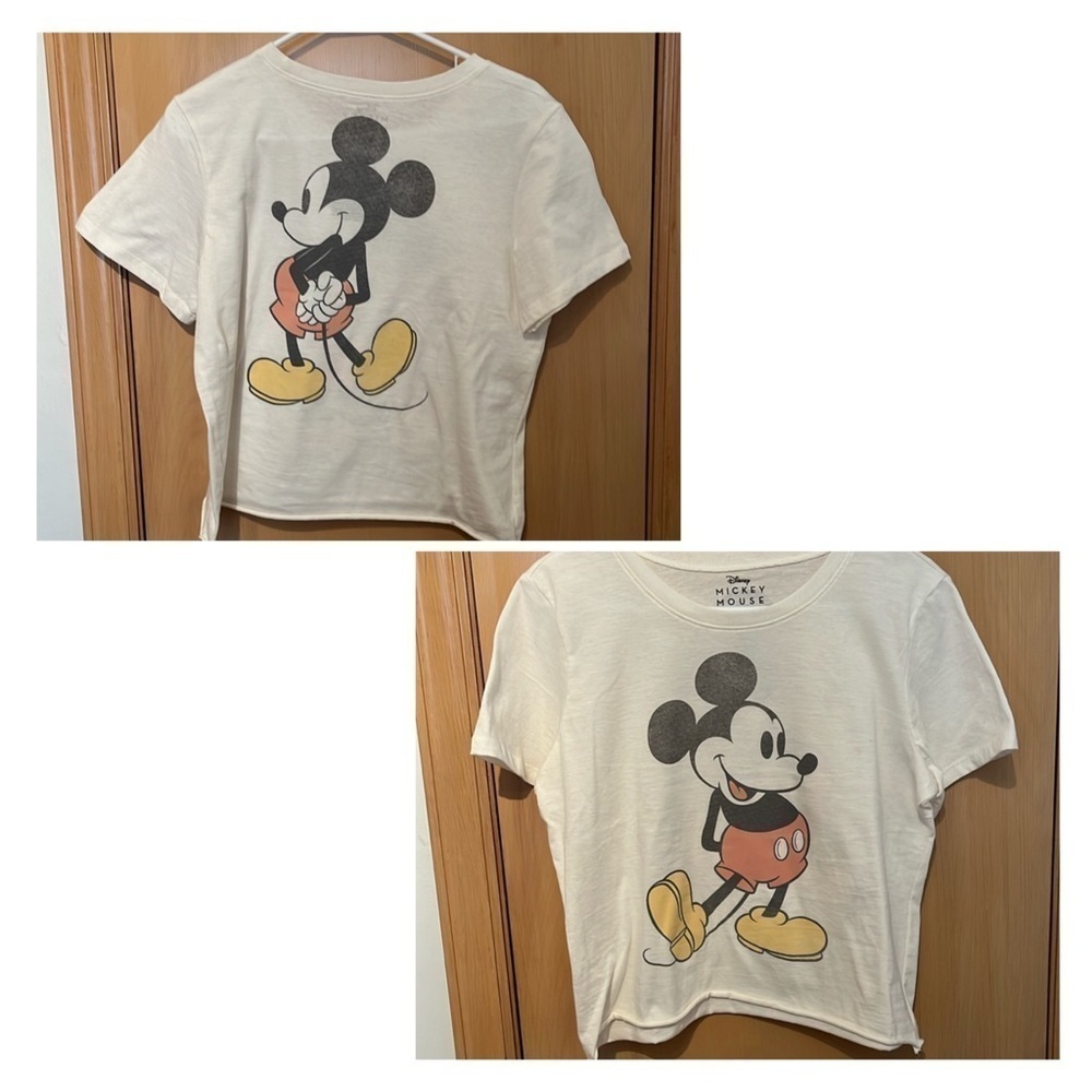 Disney Mickey Mouse cropped Tshirt with raw edge.  Very cute Juniors XL